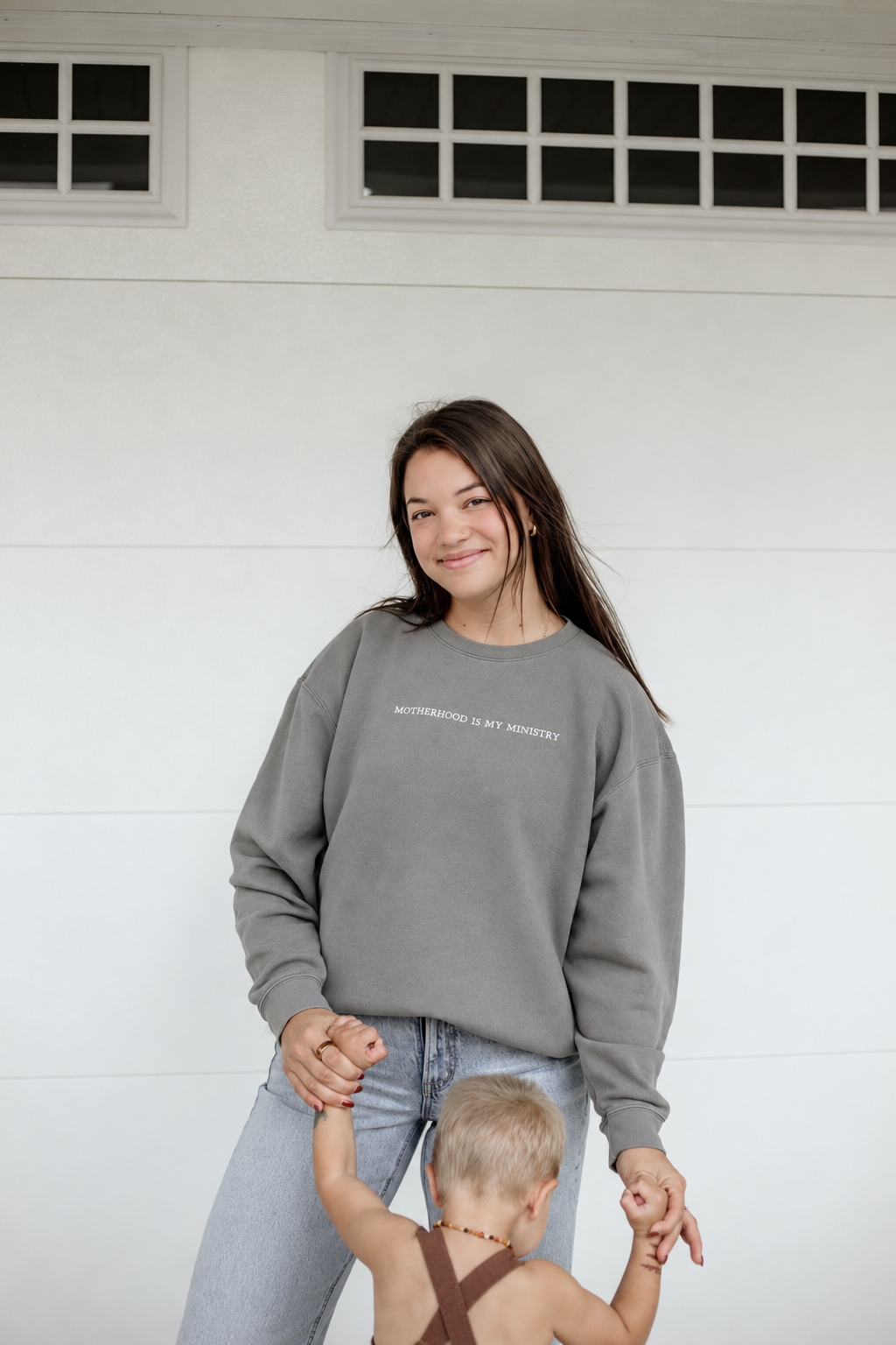 Motherhood Is My Ministry Sweatshirt | Embroidered Crewneck Sweater | Pre-order